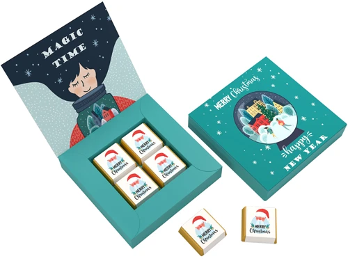 Prémium reklámcsokoládé díszdobozban -  4 db  